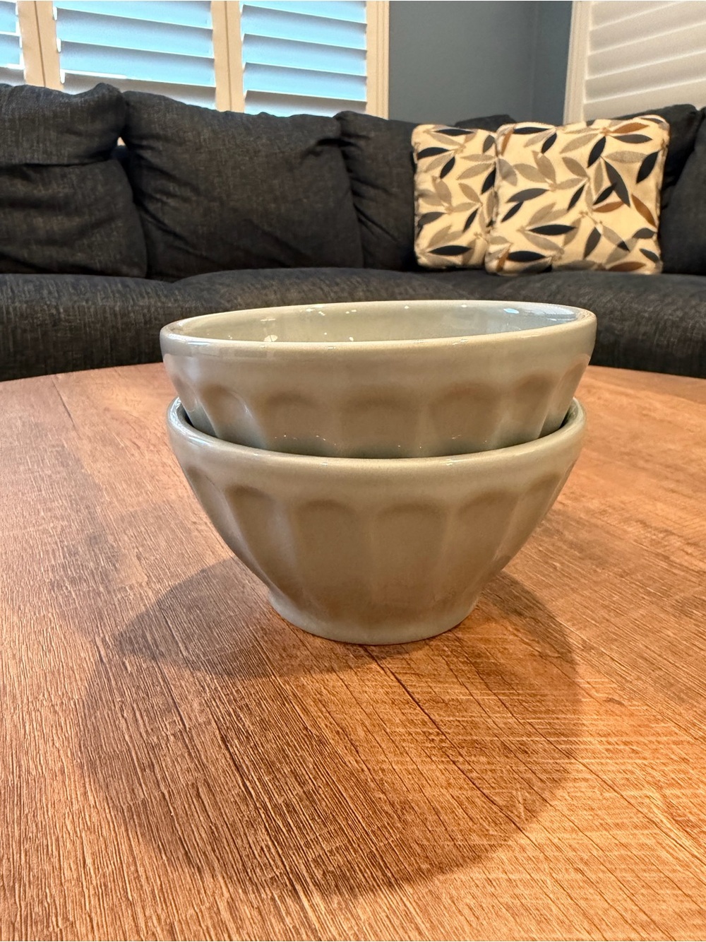 Anthropologie “Biscuit” Latte Bowls - Light Gray - Set of 2 - Made in Portugal